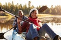 Senior African American Couple Rowing Kayak On Lake Royalty Free Stock Photo