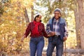 Senior African American Couple Walking Through Fall Woodland Royalty Free Stock Photo