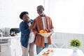 senior african american man holding bowl Royalty Free Stock Photo