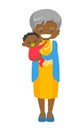 Senior african grandmother holding grandson.