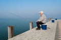 Senior angler at Lake Balaton