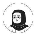 Senior arabian woman in hijab monochrome flat linear character head