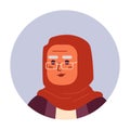 Senior arabian woman in hijab semi flat vector character head