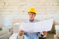 Senior architect or civil engineer at the construction site. Royalty Free Stock Photo
