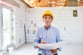 Senior architect or civil engineer at the construction site. Royalty Free Stock Photo