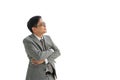 Senior Asian business man on a white background isolated, a lot of copyspace Royalty Free Stock Photo