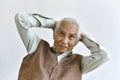 Senior asian old man, Confident and smiling elderly people on white background. Royalty Free Stock Photo