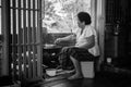 Senior asian woman cooking in kitchen Royalty Free Stock Photo