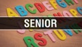 Senior with Back to school Education concept background. Abstract Education background with Colorful pencil crayons and Senior. Royalty Free Stock Photo