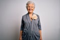 Senior beautiful grey-haired woman wearing casual dress standing over white background with a happy and cool smile on face Royalty Free Stock Photo