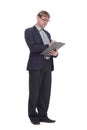 senior business man with clipboard. isolated on a white background. Royalty Free Stock Photo