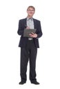 senior business man with clipboard. isolated on a white background. Royalty Free Stock Photo