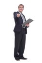 senior business man with clipboard. isolated on a white background. Royalty Free Stock Photo