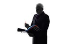 Senior business man filing files documents silhouette Royalty Free Stock Photo