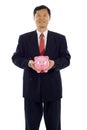 Senior Business Man with Piggy Bank Royalty Free Stock Photo