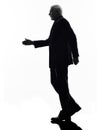 Senior business man walking handshake silhouette Royalty Free Stock Photo