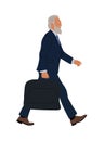 Senior Business man walking side view vector. Royalty Free Stock Photo