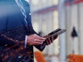 Senior business man working on tablet computer Royalty Free Stock Photo