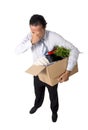senior businessman carrying office box fired from work sad desperate depressed after loosing job