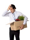 senior businessman carrying office box fired from work sad desperate depressed after loosing job