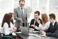 Senior businessman discussing with business team to work issues Royalty Free Stock Photo