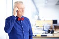 Senior businessman making a business call while standing in the office Royalty Free Stock Photo