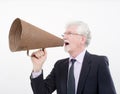 Senior businessman megaphone