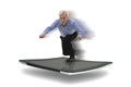 Senior businessman surfing on a PC tablet