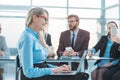 Senior businesswoman sitting at the office Desk Royalty Free Stock Photo