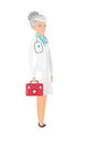 Senior caucasian doctor holding first aid box. Royalty Free Stock Photo