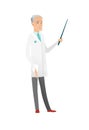 Senior caucasian doctor holding pointer stick.