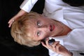 Senior on cell phone surprised Royalty Free Stock Photo