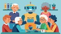 A senior center hosts a robotics workshop where older adults learn how to build and program their own robots for fun and Royalty Free Stock Photo