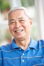 Senior Chinese Man Relaxing On Sofa At Home Royalty Free Stock Photo