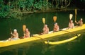 A senior citizen outrigger crew