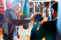 Senior Coach Working with Fighter Royalty Free Stock Photo