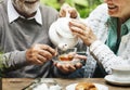 Senior Couple Afternoon Tea Drinking Relax Concept