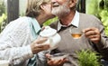 Senior Couple Afternoon Tea Drinking Relax Concept Royalty Free Stock Photo