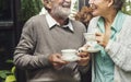 Senior Couple Afternoon Tea Drinking Relax Concept Royalty Free Stock Photo