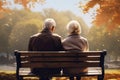 Senior Couple on the Bench in a Park, Generative AI Royalty Free Stock Photo