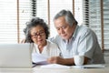 Senior Couple calculate their monthly expense