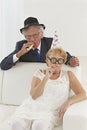 Senior couple in celebration Royalty Free Stock Photo
