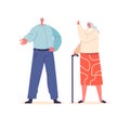 Senior Couple Character Exhibiting Wisdom, Guide With Pointing or Indicating Hand Gestures, Vector Illustration