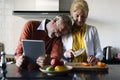 Senior Couple Cooking Food Kitchen Royalty Free Stock Photo