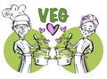 Senior Couple Chef Vegan Vegetarian