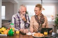 Senior couple counting bills Royalty Free Stock Photo