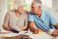 Senior couple counting bills Royalty Free Stock Photo