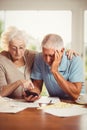 Senior couple counting bills Royalty Free Stock Photo