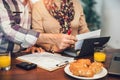 Senior couple counting bills at home Royalty Free Stock Photo