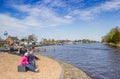 Senior couple on the dike in Eernewoude Royalty Free Stock Photo